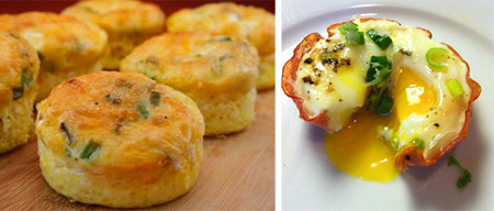 High fat low carb egg biscuits and ham basket.