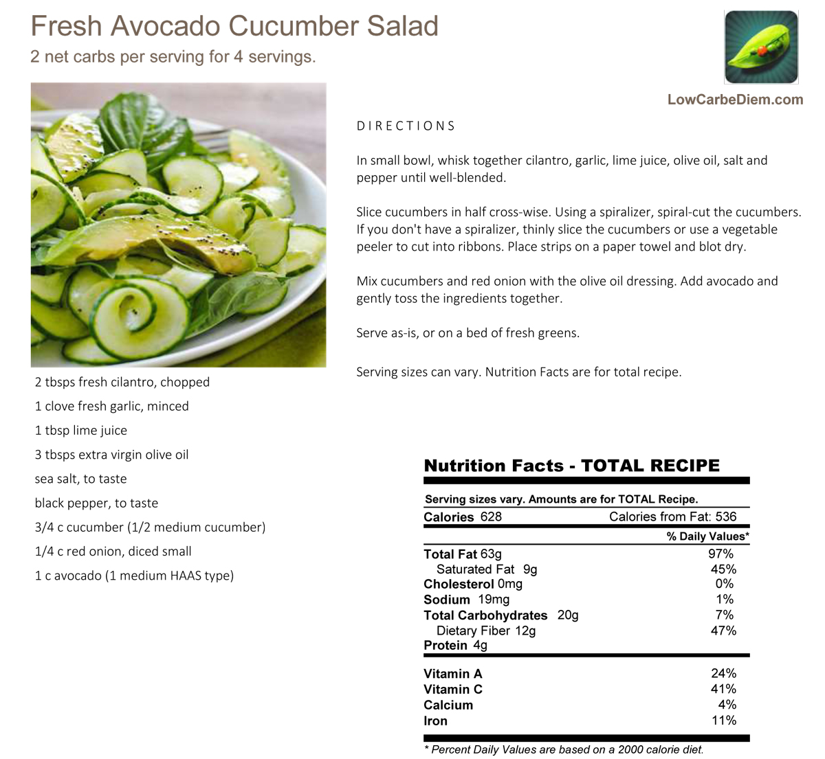 Fresh Avocado Cucumber Salad