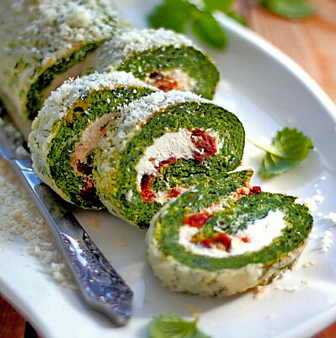 Spinach Ricotta Rolled Crepes