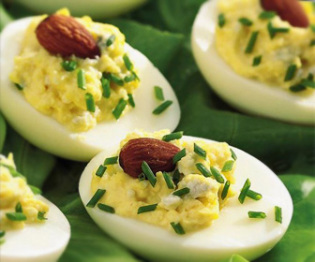 Blue Cheese Almond Topped Eggs