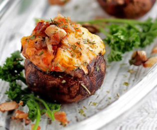 Smokey Cheese Chicken Stuffed Mushrooms