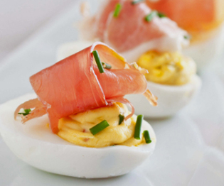 Spicy Ham Stuffed Eggs